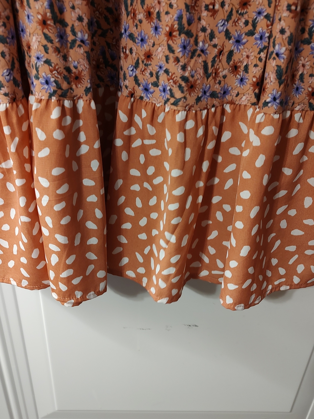 Umgee Rust & White Polka Mix Midi Dress - Picture 5 of 8